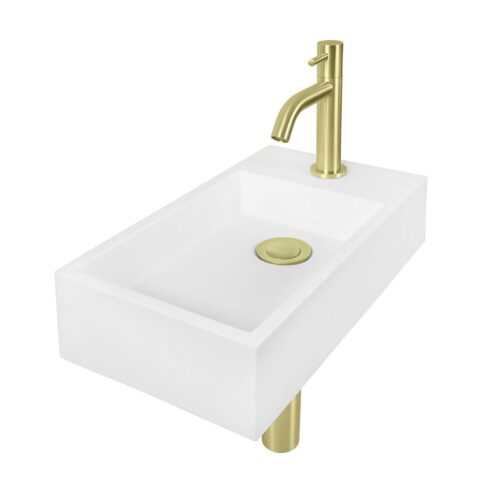 Fonteintset small mat-wit PVD Goud RVS